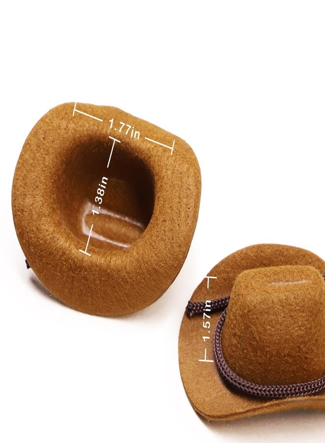RillyRellow Dollhouse Cowboy Hat, Miniature Cowboy Hat, 1:6 Scale Miniature Soft Cowboy, Mini Hat, Brown/Black, American Old West Hat, for Dollhouse Craft Supplies (2PCS) (Brown) - Image 5